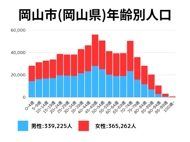 岡山市(岡山県)年齢別人口