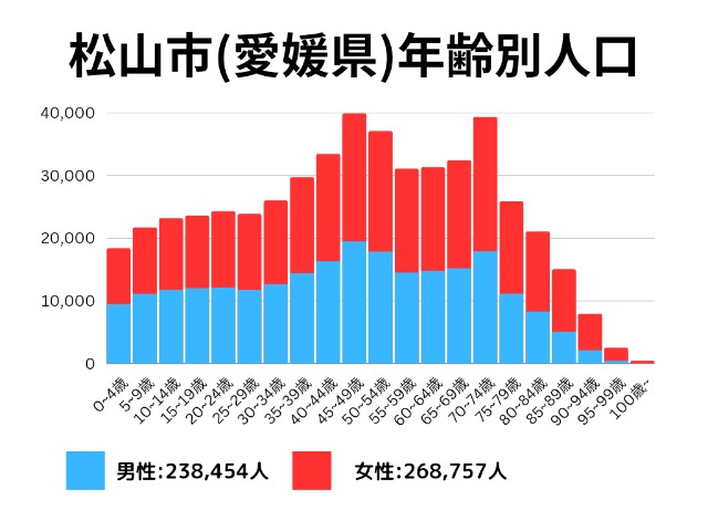 松山市(愛媛県)年齢別人口