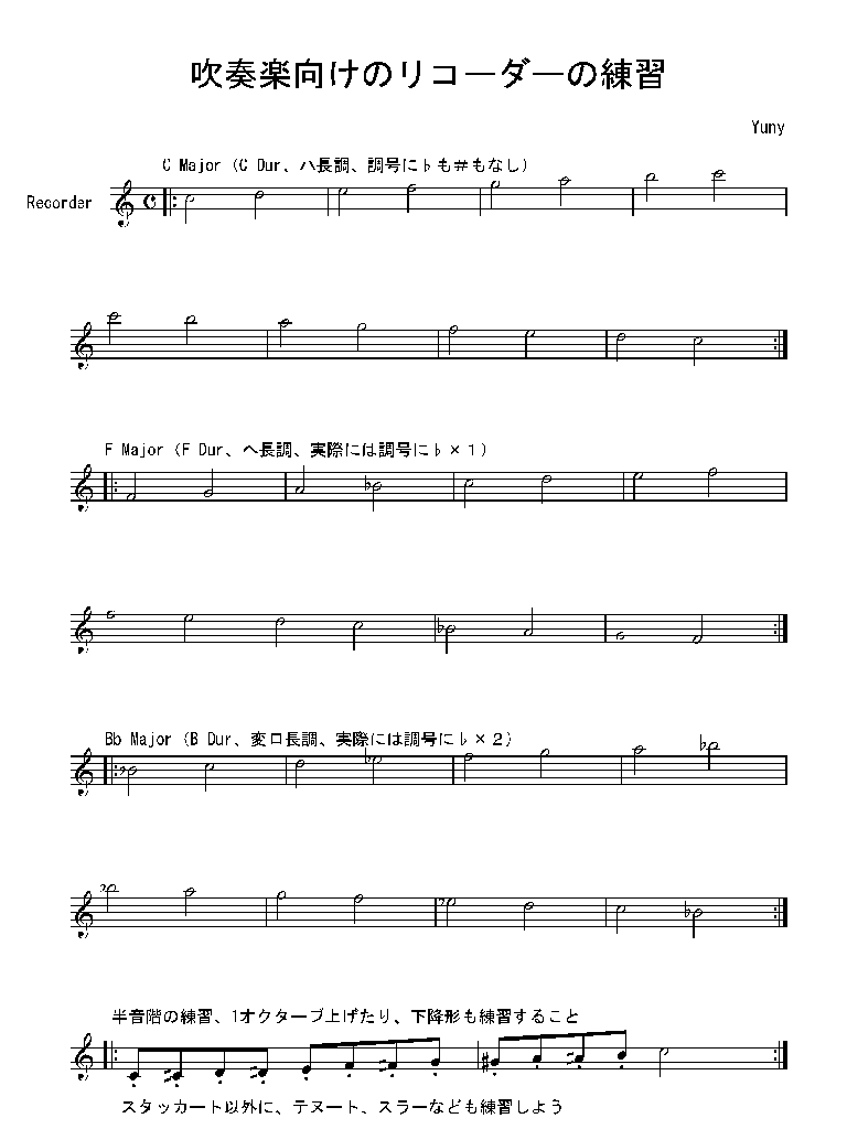 吹奏楽向けのリコーダーの練習