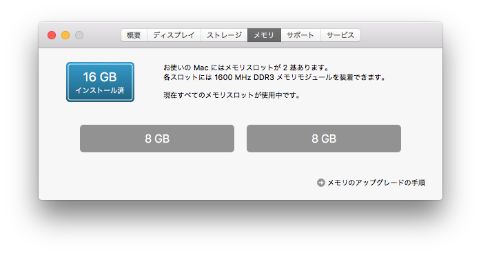 MacBook Pro Late 2011 13 inchにメモリ16GB