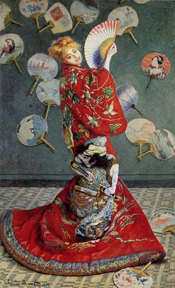 「着物を着たモネ夫人」(1875年)