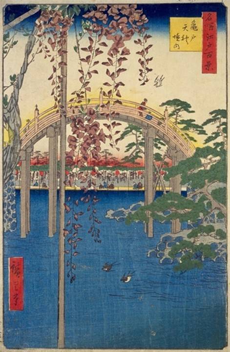 歌川広重「名所江戸百景 亀戸天神境内」(1856年)