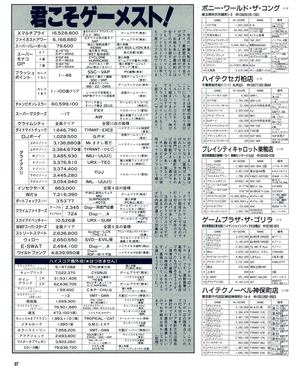 ゲーメスト全一37 ：1989年12月号 - ゲームとハイスコアと