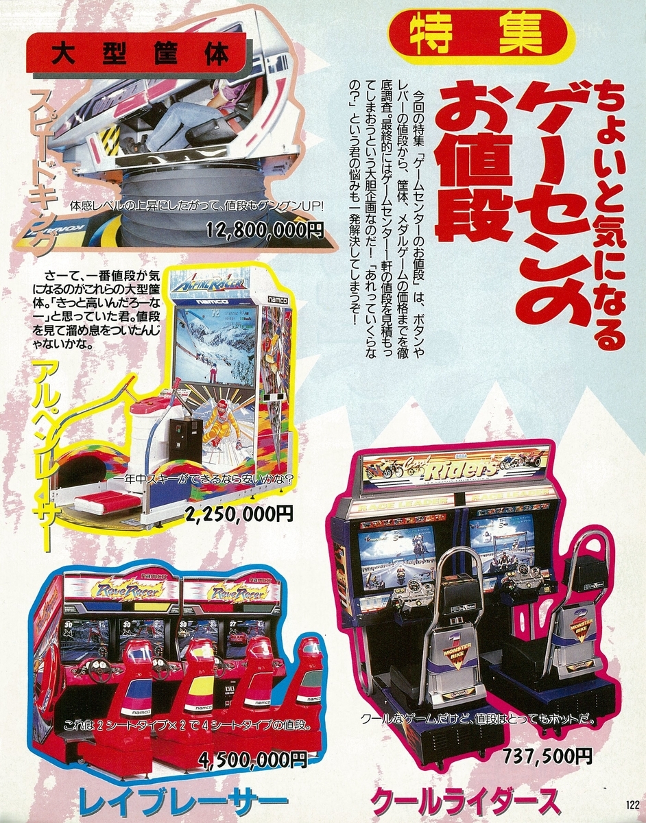 namco 大型筐体、レイブレーサーのカタログ。1995年。