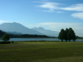 [風景・景観][空][山][湖]霊仙寺湖と黒姫山・妙高山