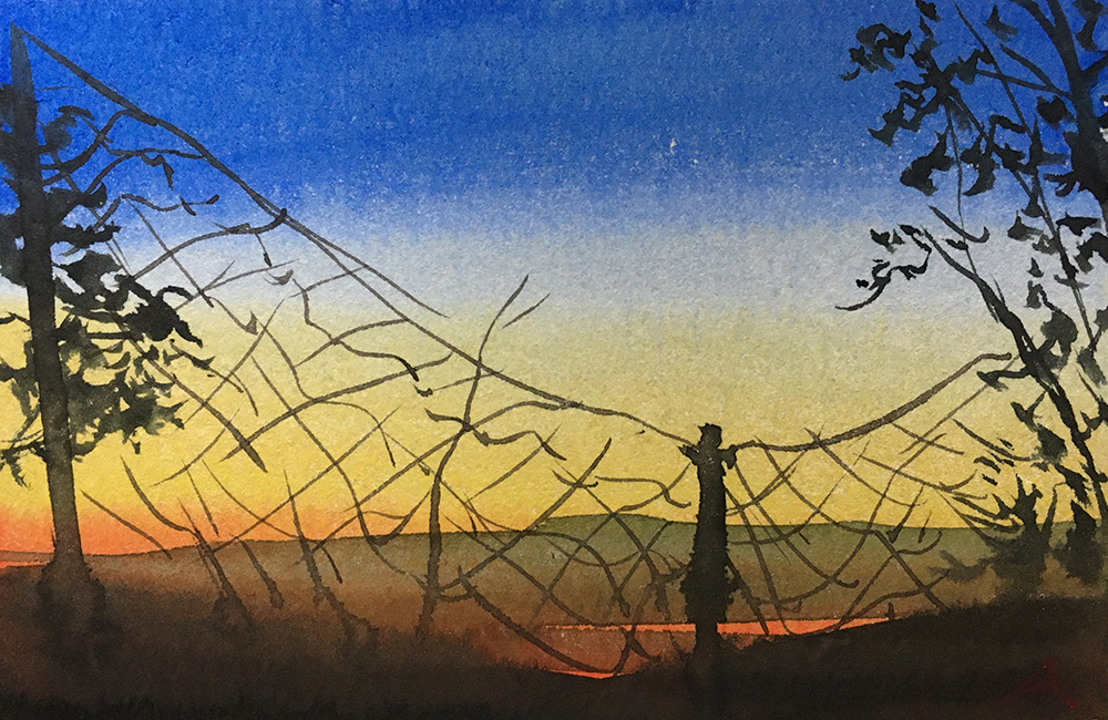 朝焼けを水彩で描いてみる ニシナのエブリディ絵ブログ 朝焼けを水彩で描いてみる ニシナのエブリディ絵ブログ