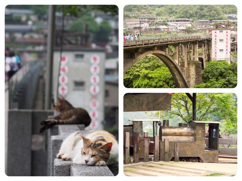 台湾の猫村、猴硐にある古い橋。橋の上にはトロッコの線路が引かれている