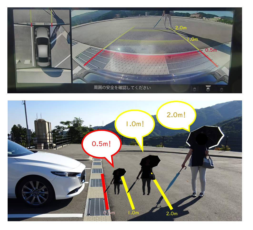 Mazda3 ３６０ ビューモニターの見え方を確認してみました 忍法 影分身 かおりんのクルマちゃんねる