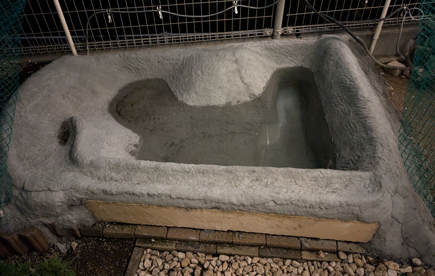 庭池　DIY　モルタル池