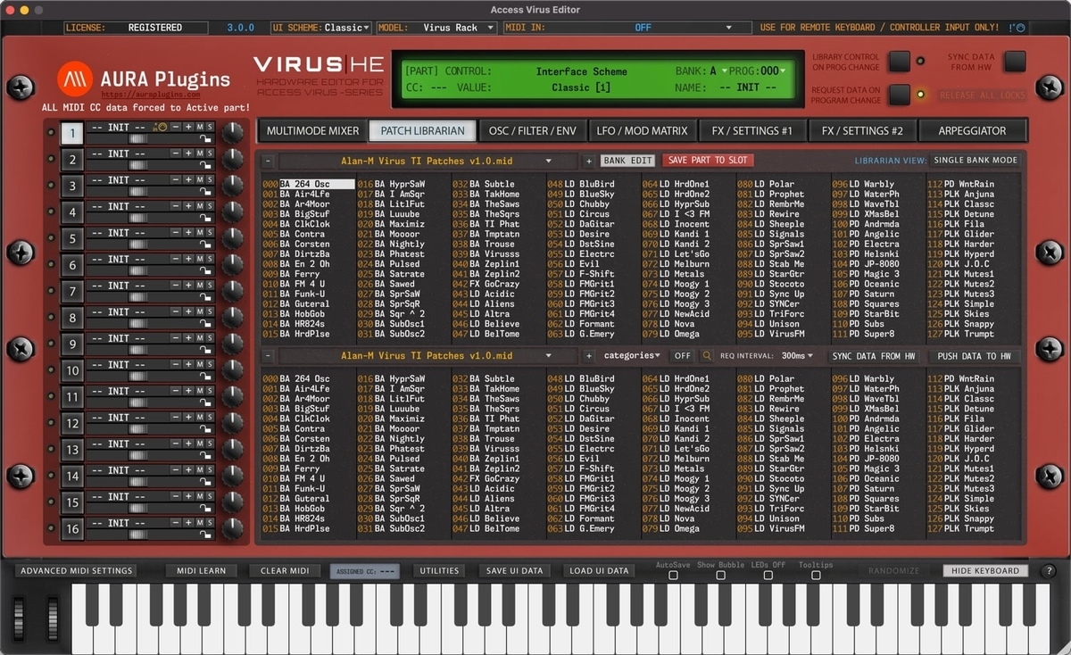 フィンランドのAURA Plugins社の「Access Virus Editor