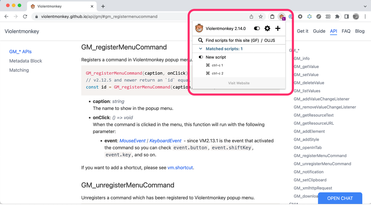 Violentmonkey スクリプトをポップアップメニューから実行する - @kyanny's blog