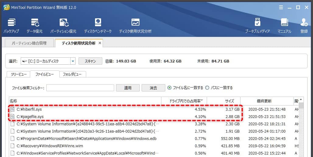 タブをクリック