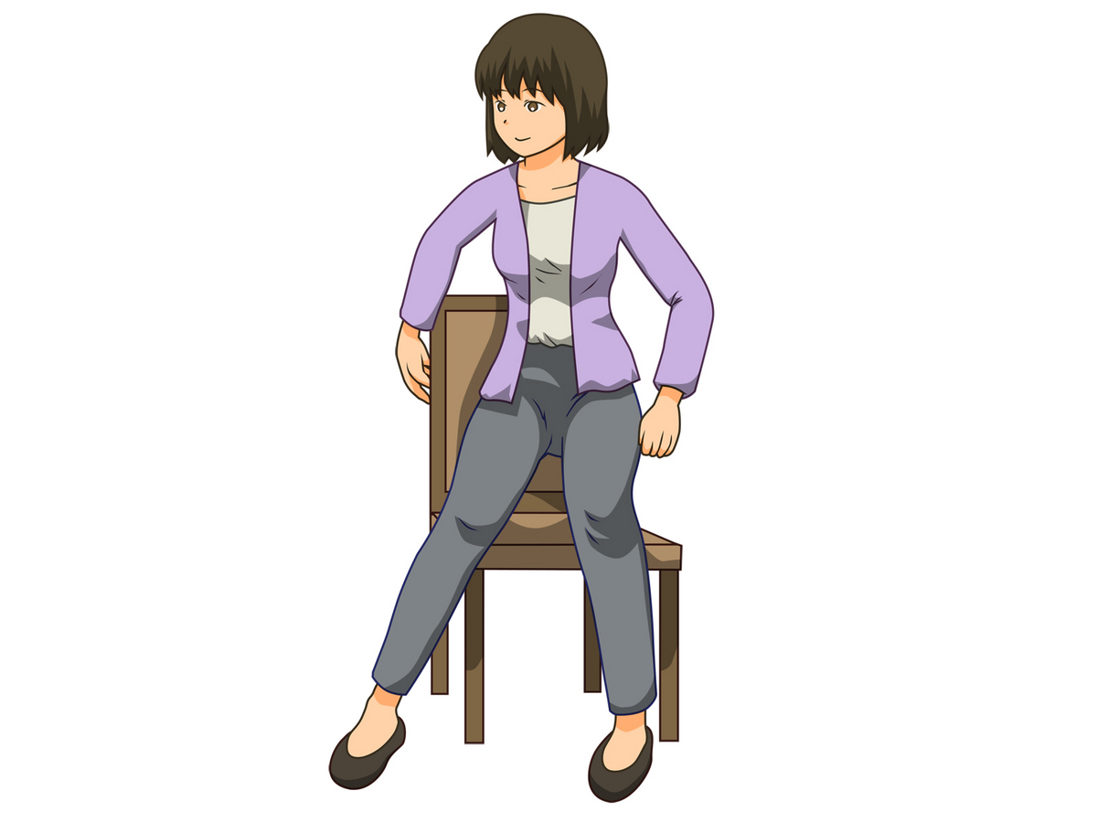 椅子に座ろうとする