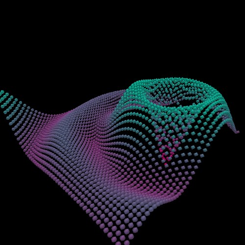 波の干渉3d Daily Creative Coding