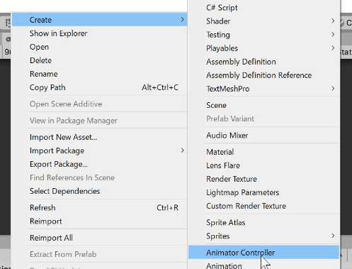 AnimatorControllerの追加 AnimatorControllerの追加
