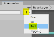 Parametersの+ボタンからBoolを選択 Parametersの+ボタンからBoolを選択