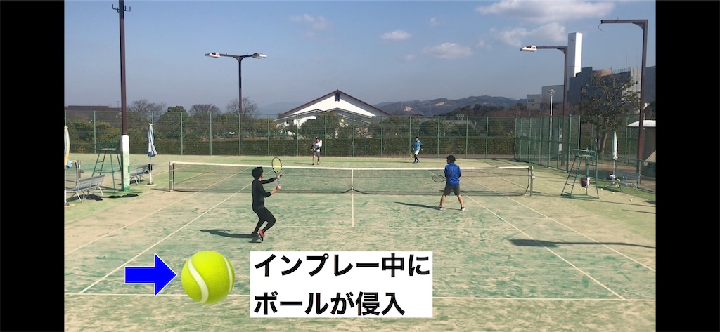 71 インプレー中にボールが転がってきたら自分でレットかけて下さい テニスセルフジャッジ超解説