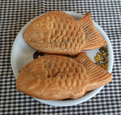 電子レンジで調理後のたいやき