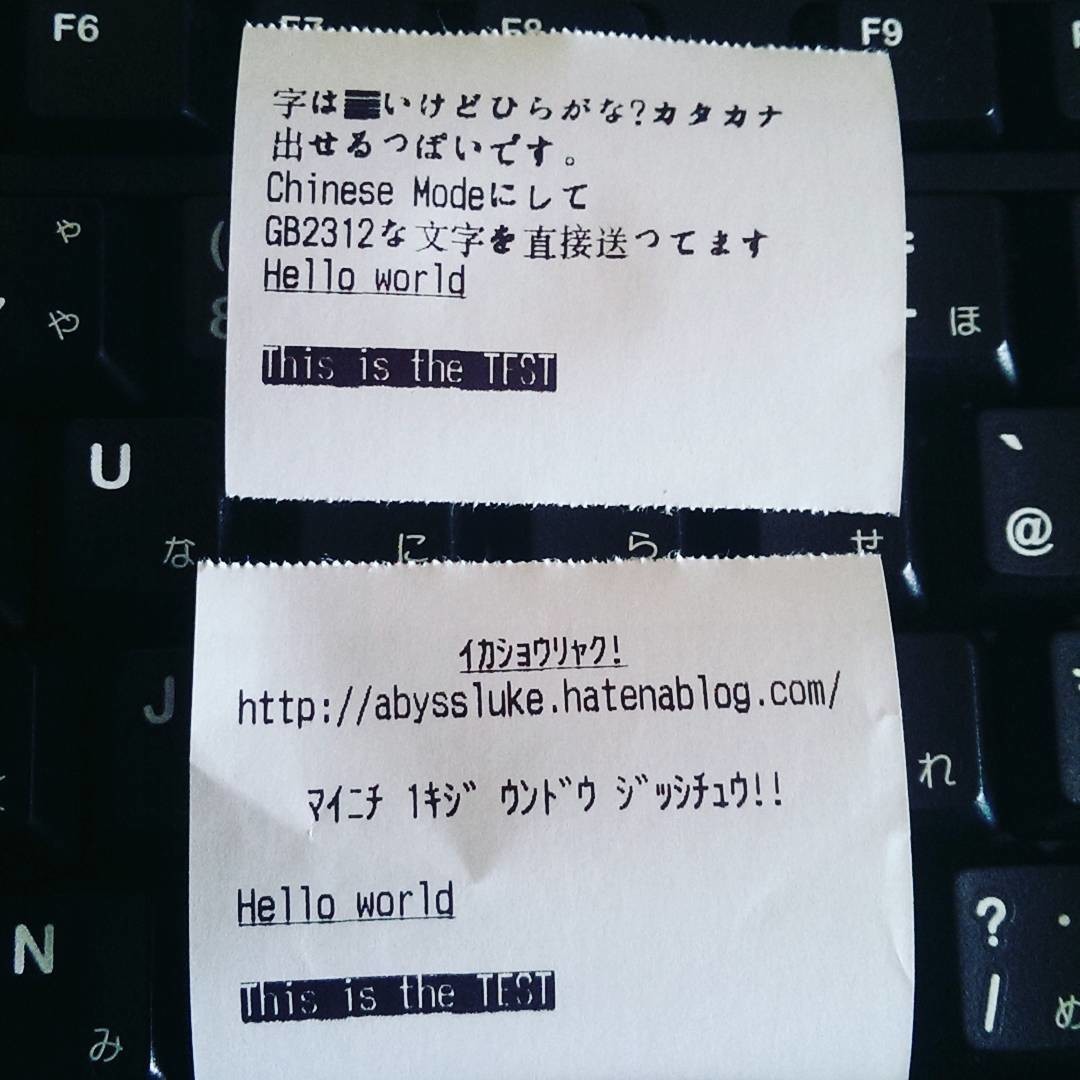 これがサーマルプリンタの中華フォント 以下省略