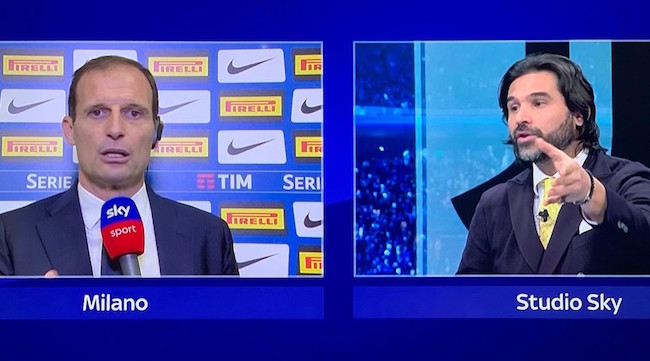 イタリア・ダービー後に論争を行ったアッレグリ監督とアダーニ氏 画像:イタリア・ダービー後に論争を行ったアッレグリ監督とアダーニ氏