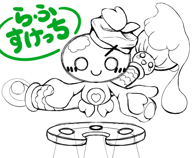 オリキャラのラフスケッチ お絵描きロボット