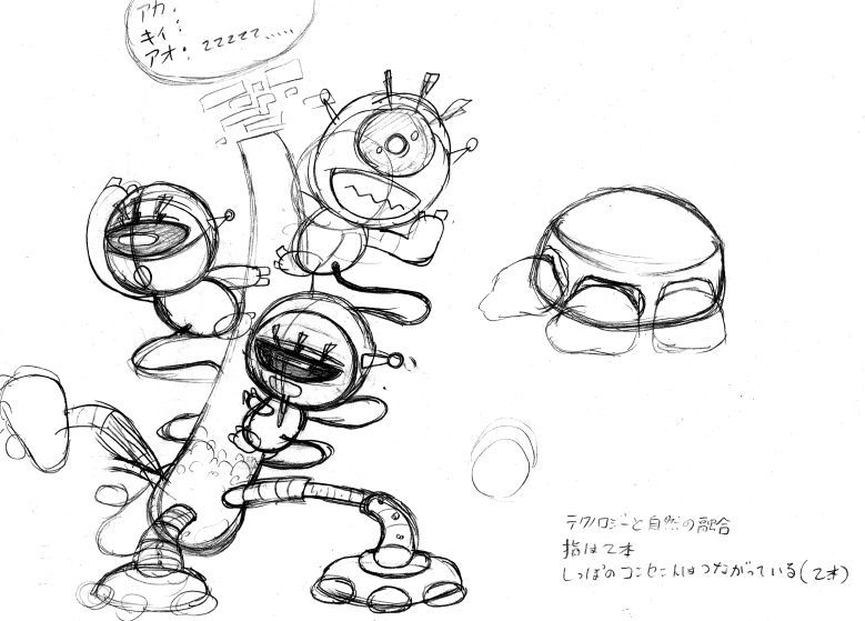 信号機キャラクターのラフスケッチ