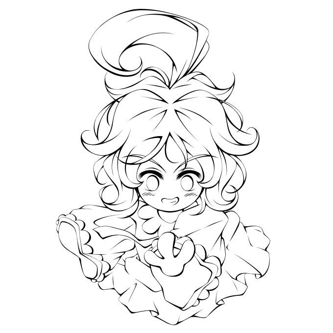 看板娘オベちゃんの線画