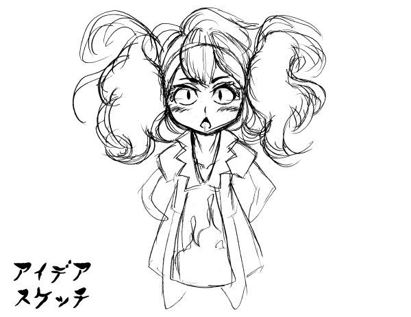 アイデアスケッチ 三白眼のツインテールの女の子