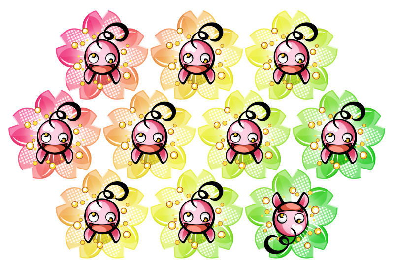 カラフルな花のナムナムくん