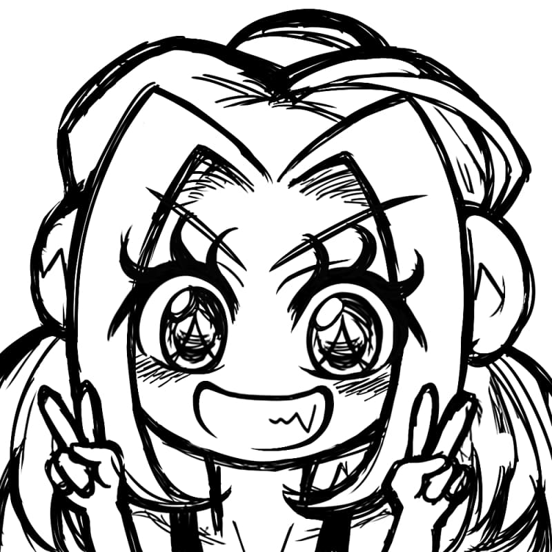 笑顔でピースするパンドラちゃん