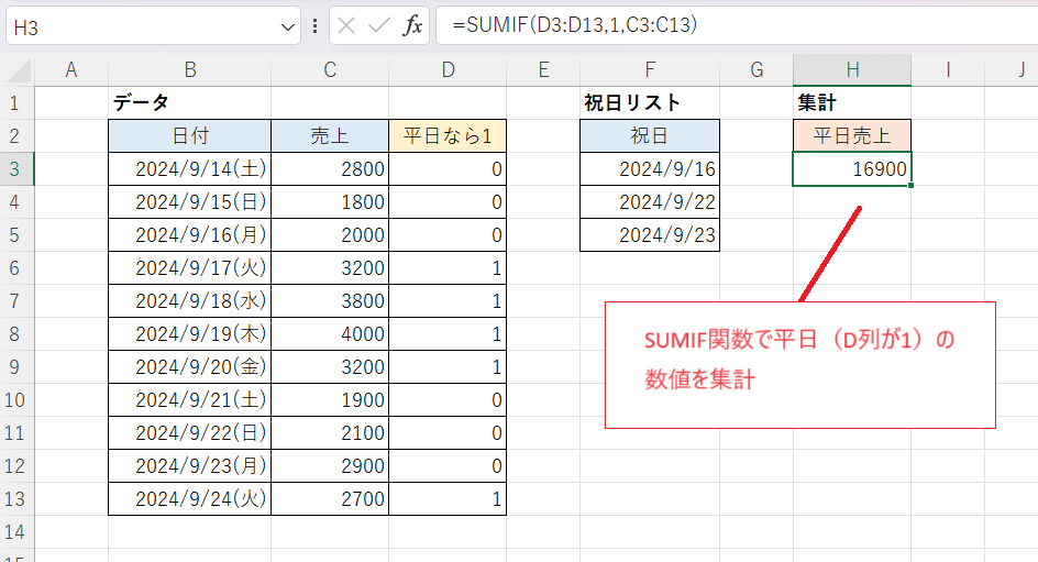 Excel）平日のみ集計する方法 - いきなり答える備忘録