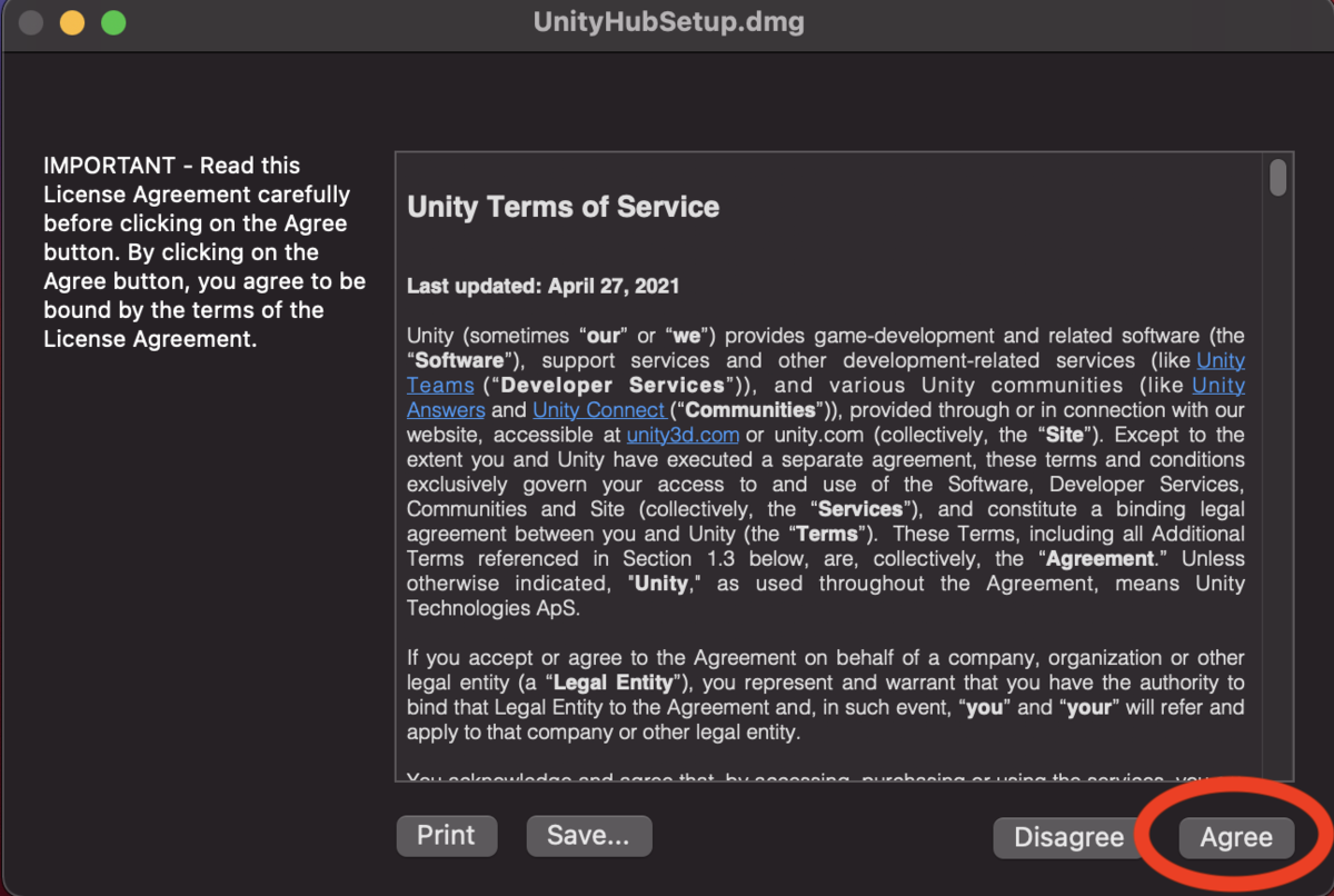 UnityHubのインストーラーの画像