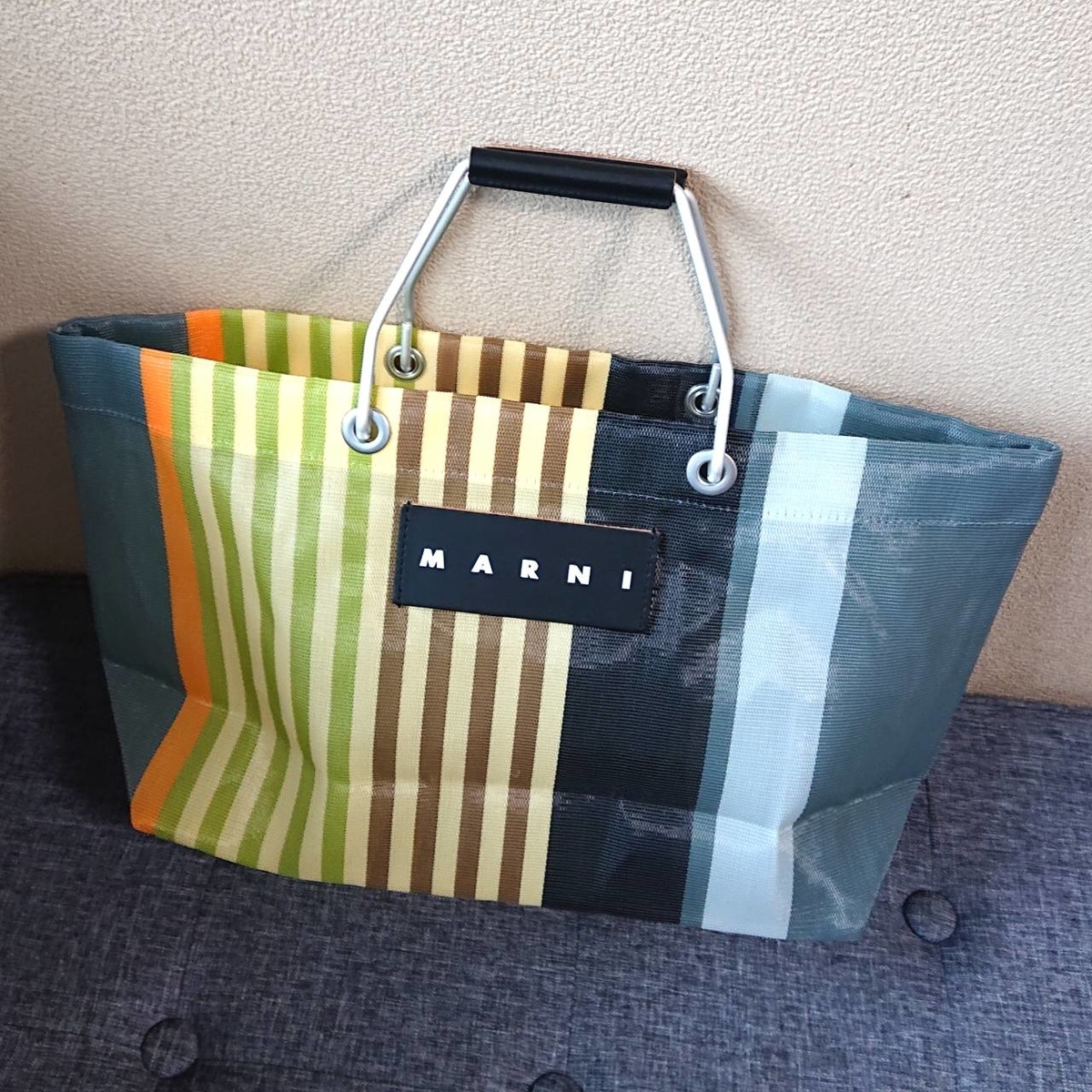 マルニ フラワーカフェ ストライプバッグミニ MARNI マルニフラワーカフェ トートバッグ ミニ ストライプ