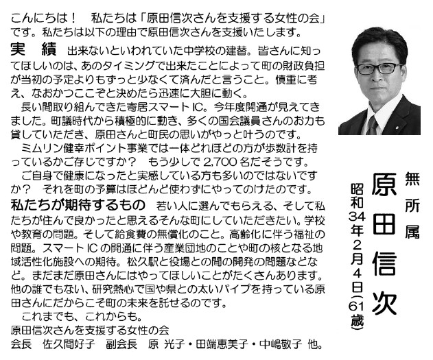 原田信次の選挙公報 年美里町長選 Experiments Of Actin 原田信次の選挙公報 年美里町長選 Experiments Of Actin