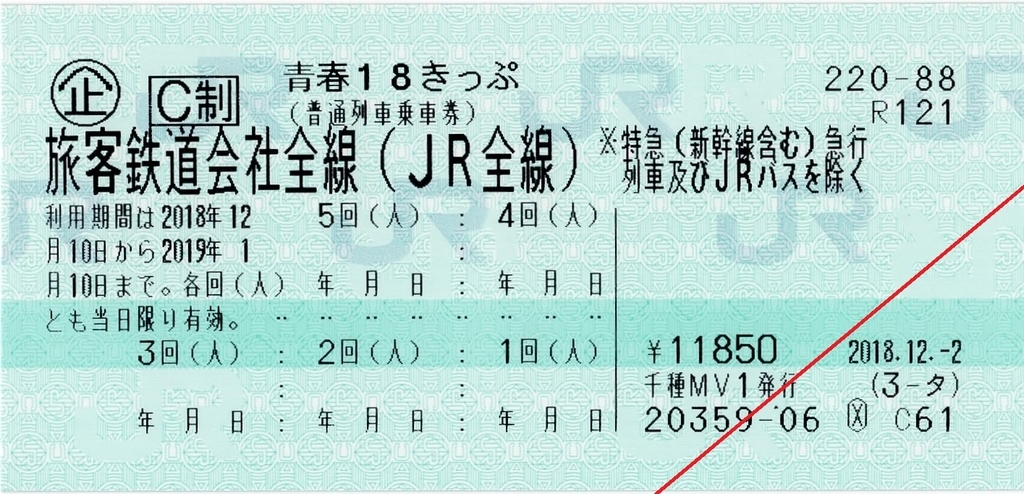 マルス西暦化】青春18きっぷの変化 - あくてい雑記