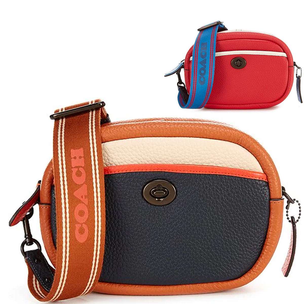 Coach コーチ カラー-ブロック マルチ カメラ バッグ ウィズ レザー 