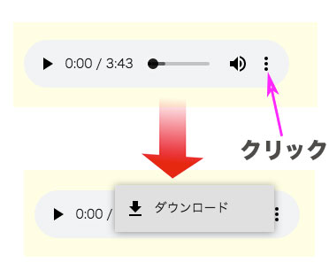 ダウンロードの方法を画像で示している