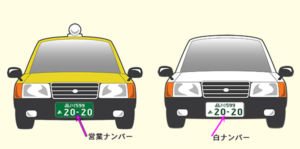通常のタクシーと白タク
