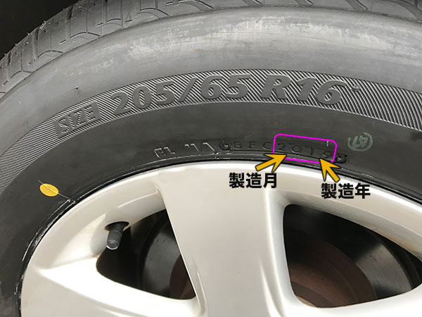 ブリヂストンタイヤの製造年月の刻印表示