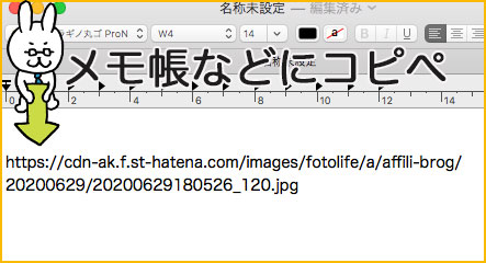 メモ帳のコピペした画像URL