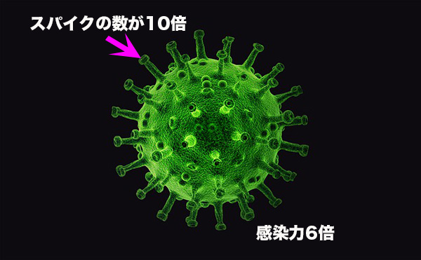スパイク10倍、感染力6倍増えた新型コロナウイルス