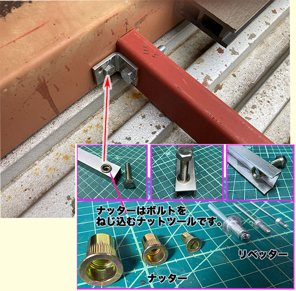 角材の固定はナッターでねじを作る
