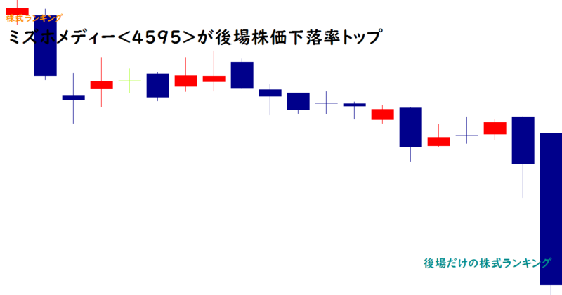 ミズホメディー<4595>が後場株価下落率トップ