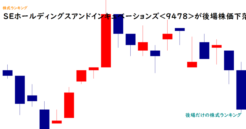 SEホールディングスアンドインキュベーションズ<9478>が後場株価下落率トップ