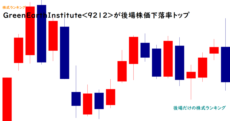 GreenEarthInstitute<9212>が後場株価下落率トップ