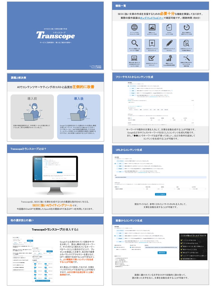 AIでSEOに強い文章を自動生成「Transcope（トランスコープ）」１