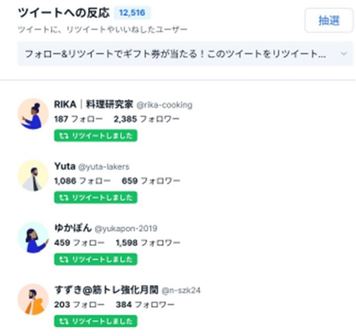 ツイートへの反応