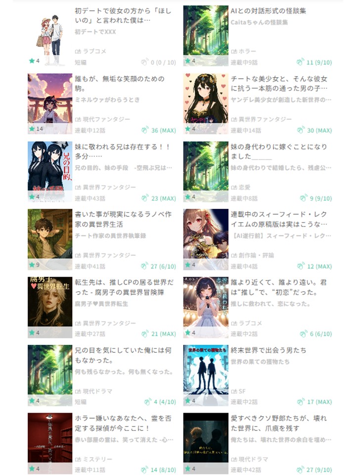 Caita小説ラインナップ