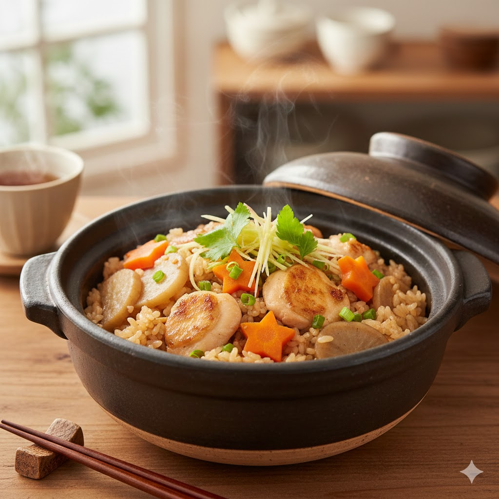 ポカポカ温活!鶏肉とゴロゴロ根菜の生姜炊き込み飯
