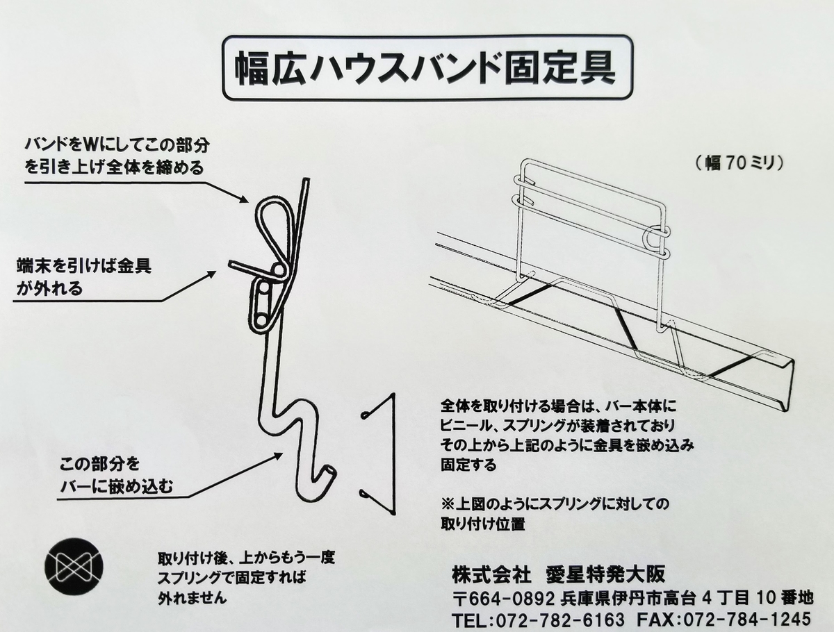 幅広ハウスバンド（トーカンTAベルト等）の固定金具 - イケックス「養